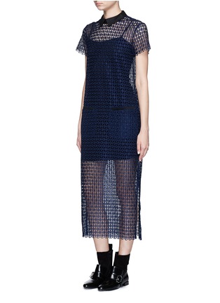Figure View - Click To Enlarge - SELF-PORTRAIT - Twill collar guipure lace dress
