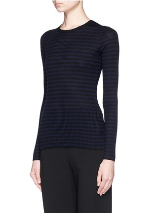 Front View - Click To Enlarge - THEORY - 'Mirzi S' stripe Merino wool sweater