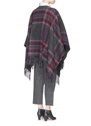Back View - Click To Enlarge - THEORY - 'Saiome' check plaid felted wool poncho