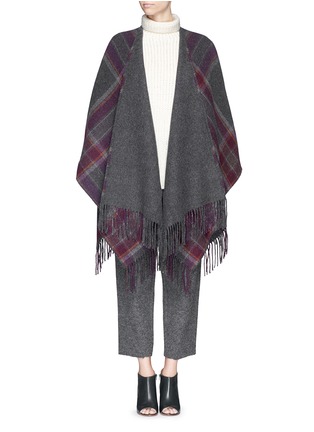 Main View - Click To Enlarge - THEORY - 'Saiome' check plaid felted wool poncho