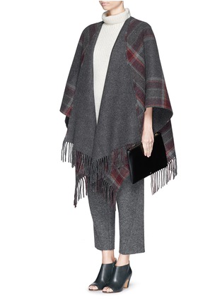 Figure View - Click To Enlarge - THEORY - 'Saiome' check plaid felted wool poncho