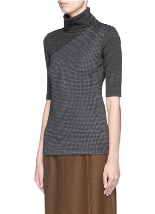 Front View - Click To Enlarge - THEORY - 'Taj' contrast houndstooth turtleneck sweater