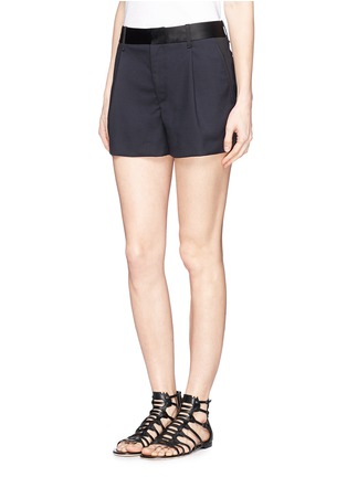 Front View - Click To Enlarge - RAG & BONE - 'Montgomery' satin waistband piqué shorts