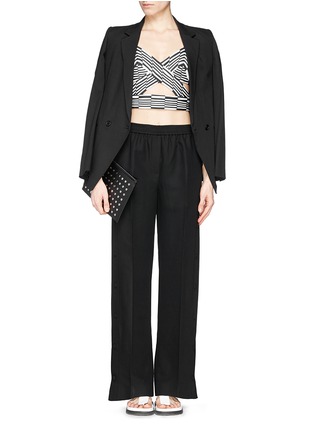 Figure View - Click To Enlarge - ALEXANDER WANG - Snap button outseam wide leg pants