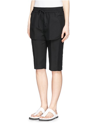 Front View - Click To Enlarge - ALEXANDER WANG - Double layer hybrid running shorts