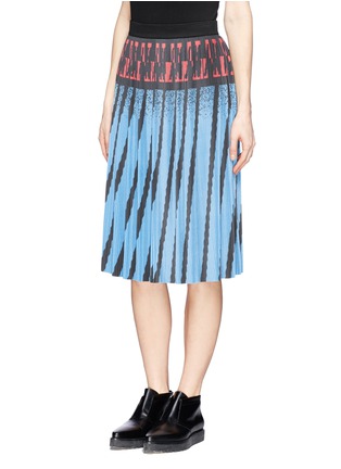 Front View - Click To Enlarge - ALEXANDER WANG - Accordion pleat print satin skirt