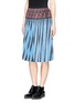 Front View - Click To Enlarge - ALEXANDER WANG - Accordion pleat print satin skirt