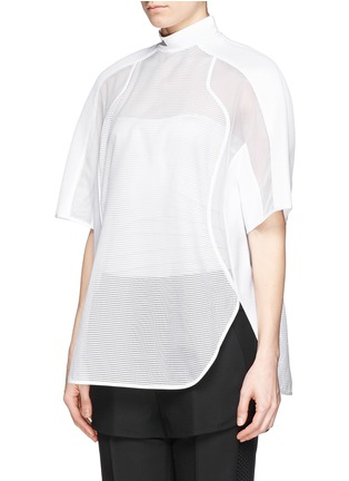 Front View - Click To Enlarge - ALEXANDER WANG - Sheer mesh patchwork shirt
