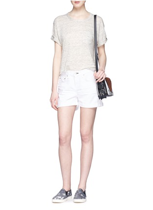 Figure View - Click To Enlarge - RAG & BONE - 'Deal' cropped linen T-shirt