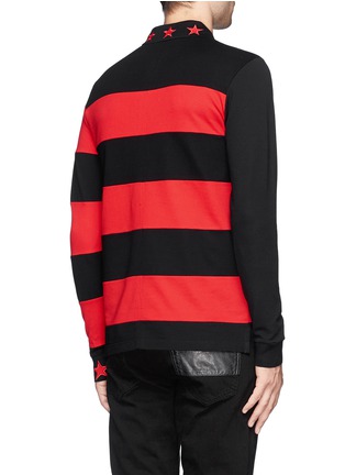 Back View - Click To Enlarge - GIVENCHY - Contrast sleeve stripe polo shirt