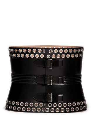 Main View - Click To Enlarge - ALAÏA - Eyelet border leather corset belt