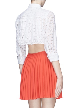 Back View - Click To Enlarge - ALAÏA - Broderie anglaise drawstring hem cropped shirt