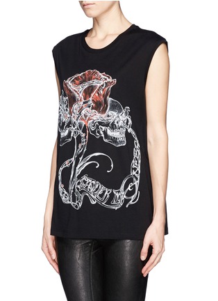 Front View - Click To Enlarge - ALEXANDER MCQUEEN - Floral skull print tank top