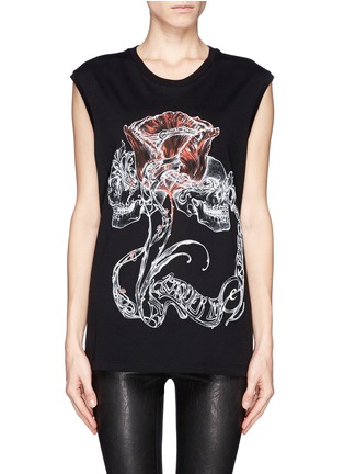 Main View - Click To Enlarge - ALEXANDER MCQUEEN - Floral skull print tank top