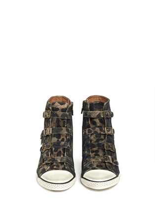 Figure View - Click To Enlarge - ASH - Eagle leopard suede wedge sneakers