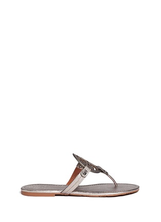 Main View - Click To Enlarge - TORY BURCH - 'Miller' metallic logo sandals
