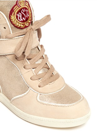 Detail View - Click To Enlarge - ASH - 'Brendy Bis' gold-tone panels leather high-top wedge sneakers