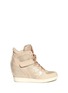 Main View - Click To Enlarge - ASH - 'Brendy Bis' gold-tone panels leather high-top wedge sneakers