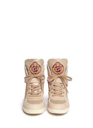 Figure View - Click To Enlarge - ASH - 'Brendy Bis' gold-tone panels leather high-top wedge sneakers