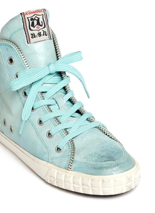 Detail View - Click To Enlarge - ASH - Metallic leather rear zip sneakers