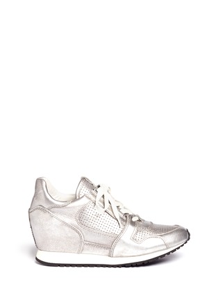 Main View - Click To Enlarge - ASH - Dean Metal leather wedge sneakers