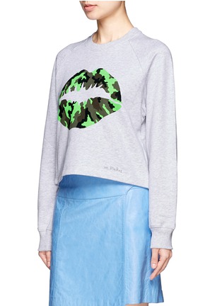 Front View - Click To Enlarge - MARKUS LUPFER - Fluorescent camouflage smacker lip sweatshirt