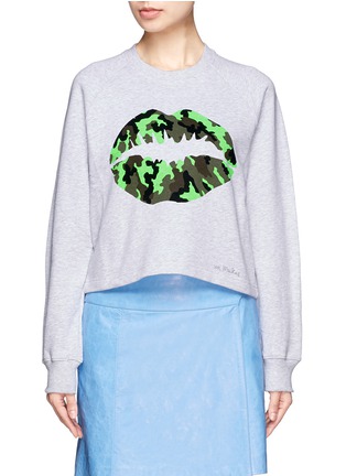 Main View - Click To Enlarge - MARKUS LUPFER - Fluorescent camouflage smacker lip sweatshirt