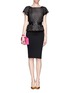 Figure View - Click To Enlarge - ALICE & OLIVIA - Leather trim pencil skirt