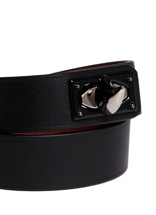 Detail View - Click To Enlarge - GIVENCHY - Shark tooth double wrap leather bracelet