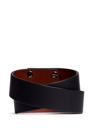 Back View - Click To Enlarge - GIVENCHY - Shark tooth double wrap leather bracelet