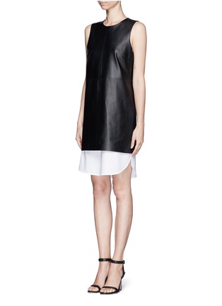 Figure View - Click To Enlarge - THEORY - Leather shift dress with detachable layer