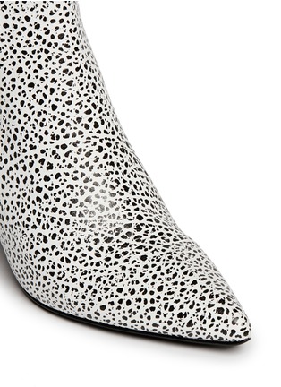 Detail View - Click To Enlarge - ALEXANDER WANG - 'Veisa' corrugated suede cuff etched leather boots
