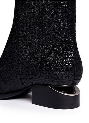 Detail View - Click To Enlarge - ALEXANDER WANG - 'Anouck' cutout heel croc-embossed leather Chelsea boots
