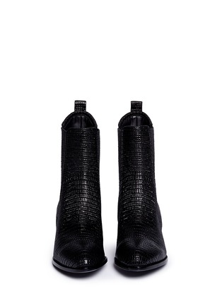 Figure View - Click To Enlarge - ALEXANDER WANG - 'Anouck' cutout heel croc-embossed leather Chelsea boots