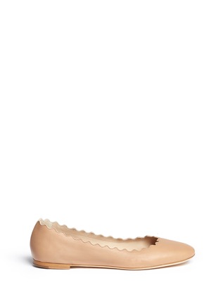 Main View - Click To Enlarge - CHLOÉ - Scalloped edge leather flats
