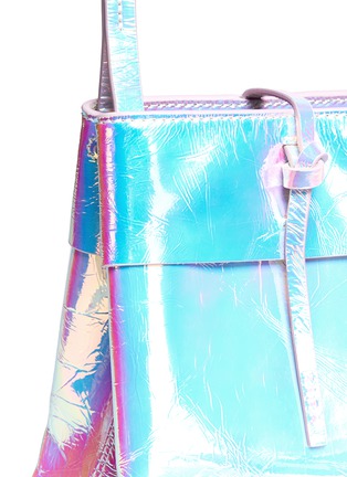  - KARA - 'Tie Crossbody' nano holographic mirror leather bag