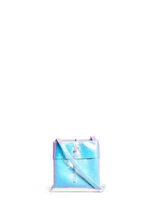 Main View - Click To Enlarge - KARA - 'Tie Crossbody' nano holographic mirror leather bag