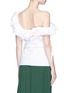 Back View - Click To Enlarge - 72722 - 'Bearded Iris' rainbow trim belted ruffle one-shoulder top