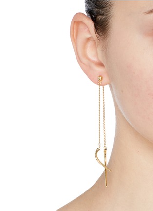 Figure View - Click To Enlarge - MICHELLE CAMPBELL - 'Double Talon' 14k gold drop earrings
