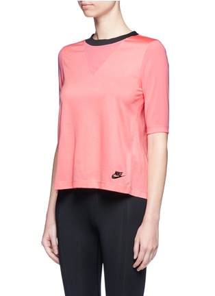 Front View - Click To Enlarge - NIKE - 'Sportswear Bonded' mesh sleeve performance T-shirt