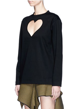 Front View - Click To Enlarge - PROENZA SCHOULER - Cutout heart bonded jersey long sleeve T-shirt