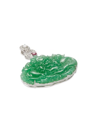 Figure View - Click To Enlarge - SAMUEL KUNG - Diamond ruby jade 18k white gold dragon pendant