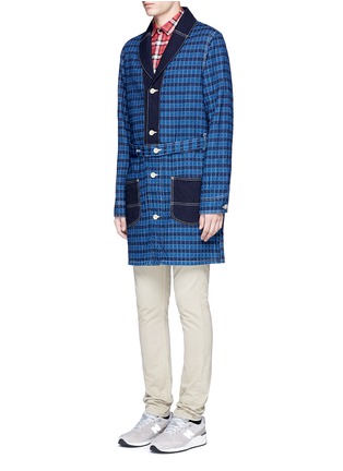 Front View - Click To Enlarge - FDMTL - Windowpane seersucker hopsack coat