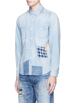 Front View - Click To Enlarge - FDMTL - Boro patchwork sashiko stitch denim shirt