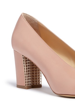 Detail View - Click To Enlarge - BIONDA CASTANA - 'Dries' grid block heel leather pumps