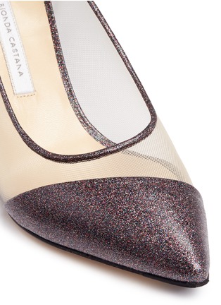 Detail View - Click To Enlarge - BIONDA CASTANA - 'Lama' mesh panel glitter leather pumps