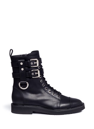 Main View - Click To Enlarge - 73426 - 'Hilary' buckle leather combat boots