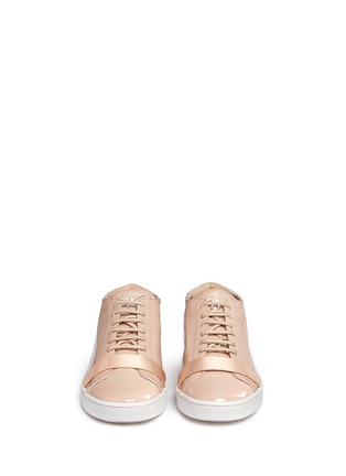 Front View - Click To Enlarge - 73426 - 'Matthew' satin band patent leather sneakers