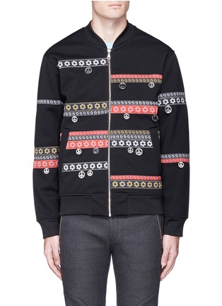 Main View - Click To Enlarge - KENZO - Floral stripe pendant detail bomber jacket