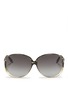 Main View - Click To Enlarge - VICTORIA BECKHAM - 'Large Fine Oval' stripe acetate oversize sunglasses